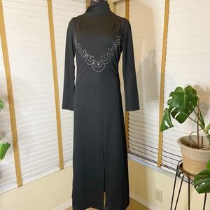 Lee Jordan New York vintage 60’s 70’s rhinestone high neck maxi dress Sz S